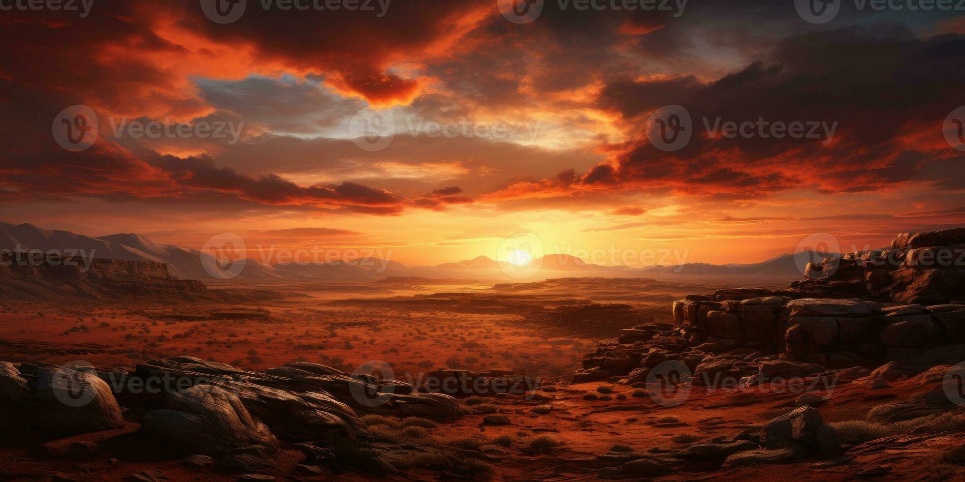 A beautiful photo of a sunset in Africa. Generative AI