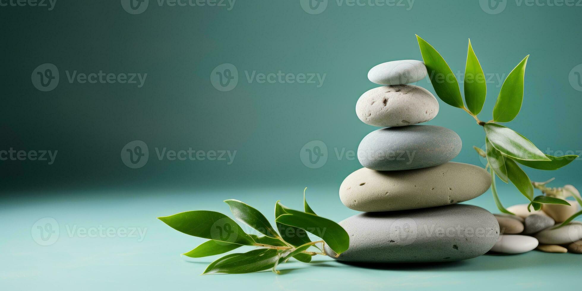 Bamboo and stones, spa salon concept, background. Generative AI photo