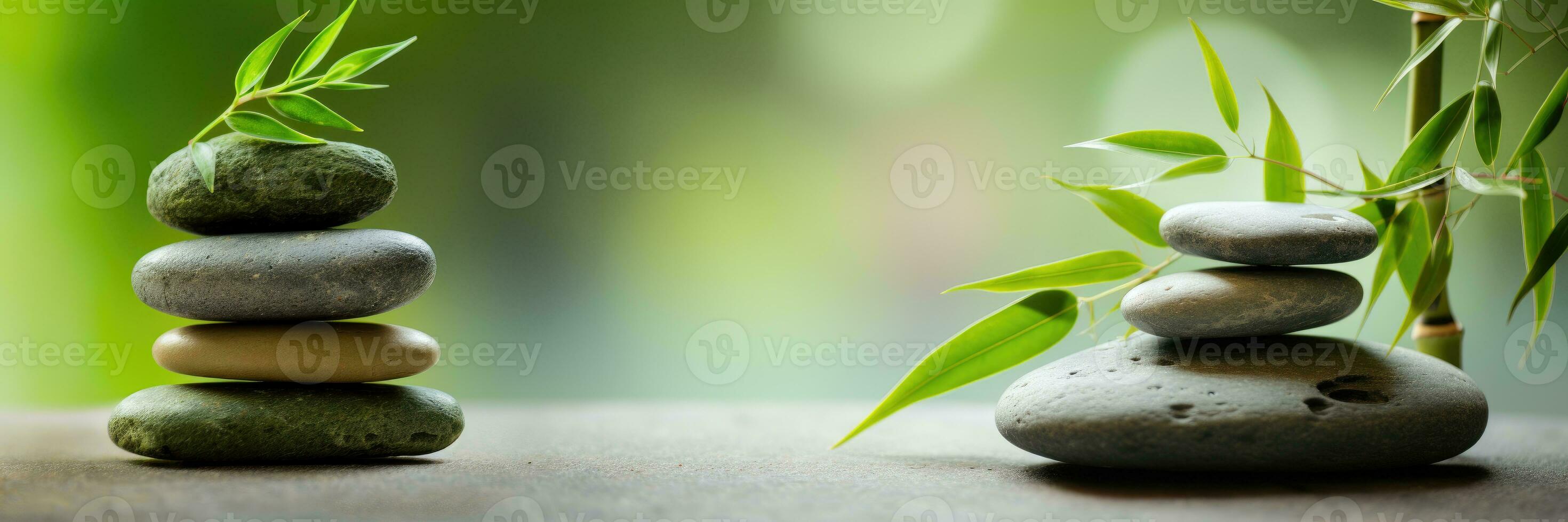 Bamboo and stones, spa salon concept, background. Generative AI photo