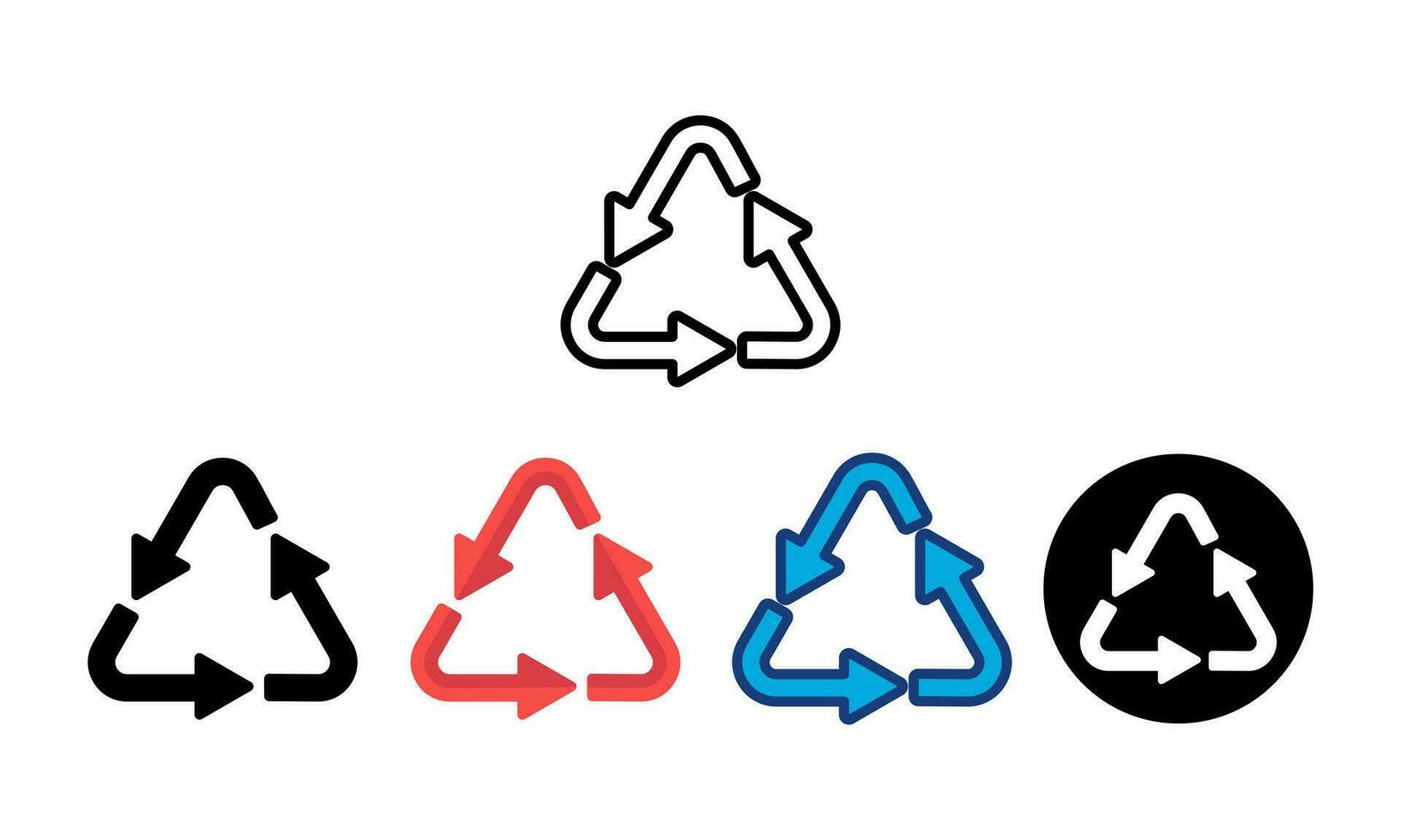 Recycling arrow vector icon set on white background. with various styles. arrow icon for your web site design, logo, app, UI. arrows indicate direction symbols. curved arrow.