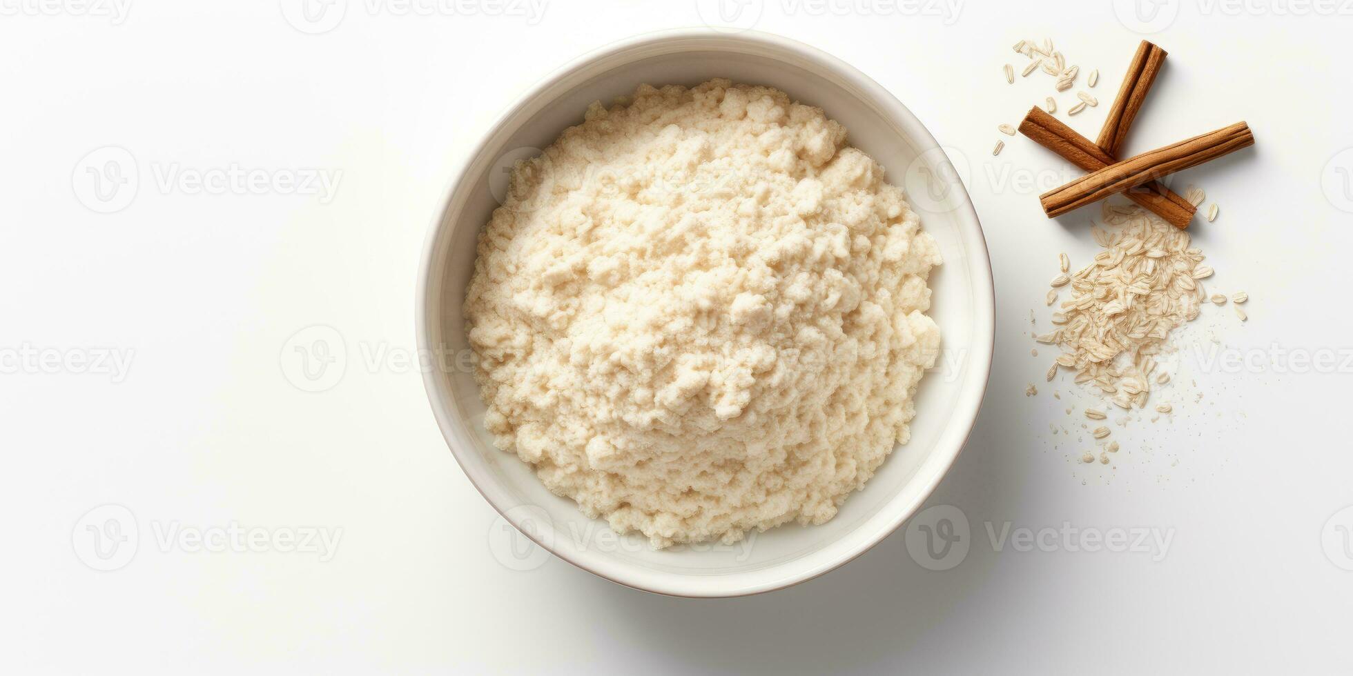 harina de avena gachas de avena en blanco bol, generativo ai foto