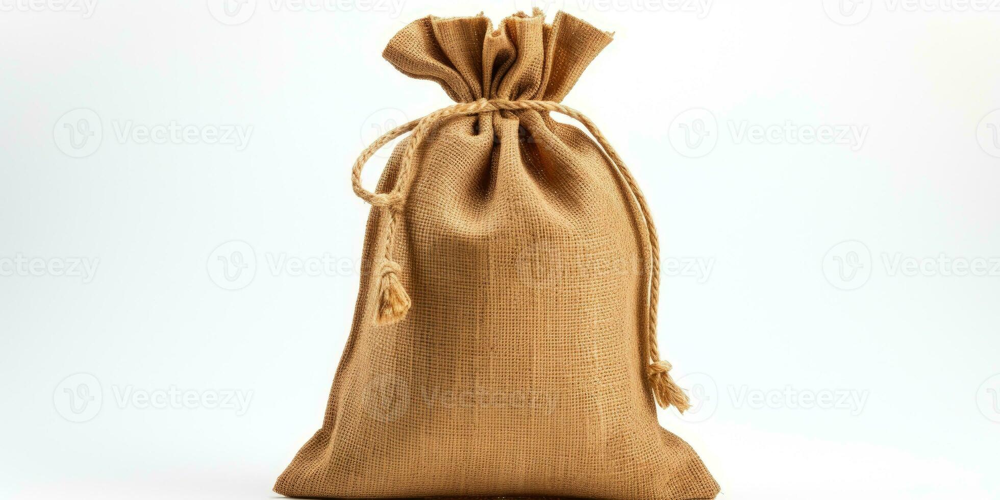 Textile - burlap sack isolated on white background. Generative AI photo