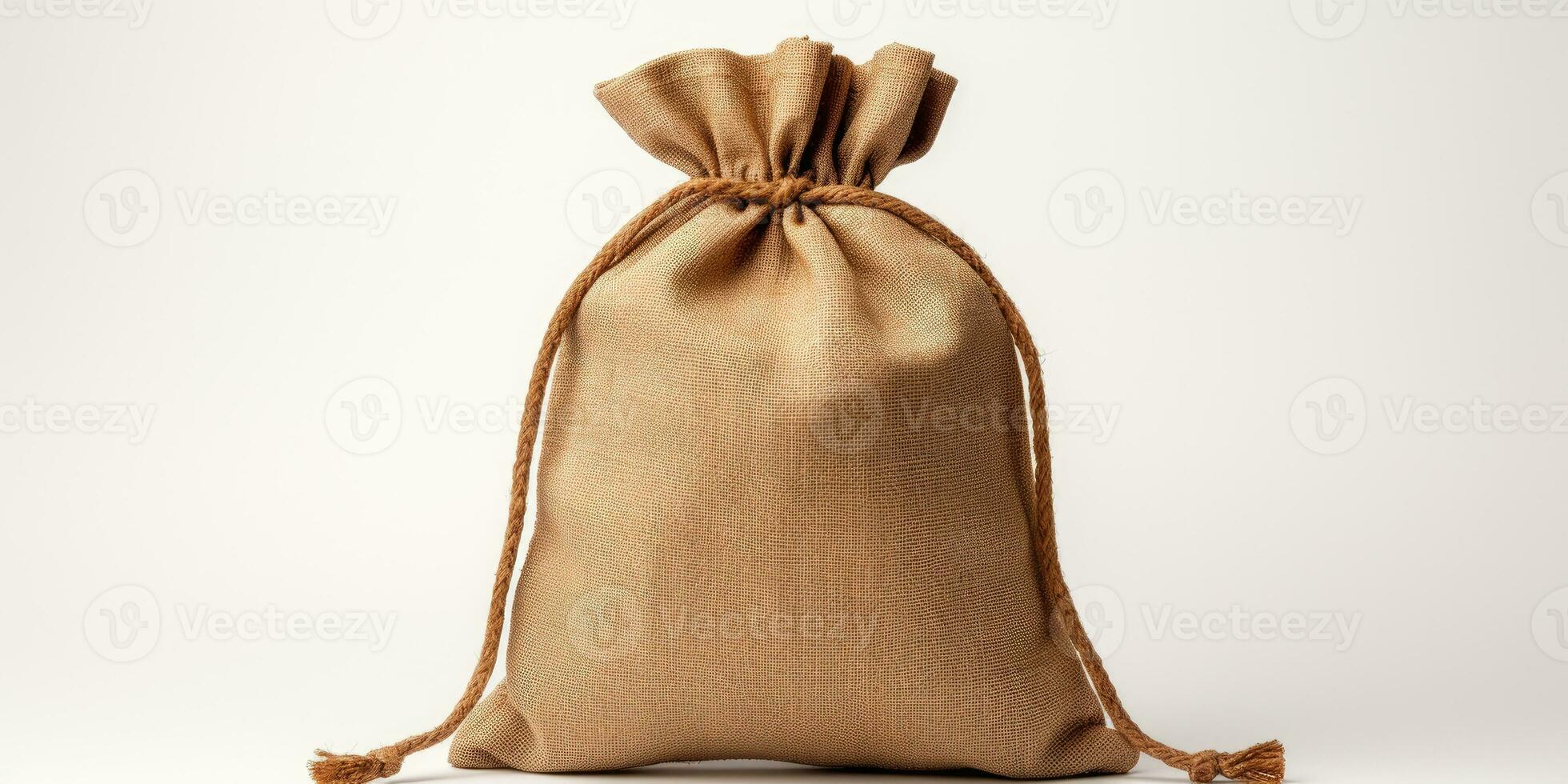 Textile - burlap sack isolated on white background. Generative AI photo