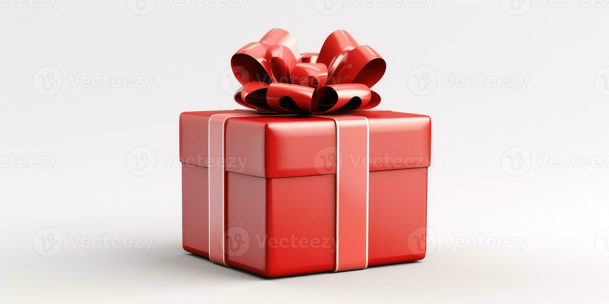 gift box with bow isolated on white background. Generative AI photo