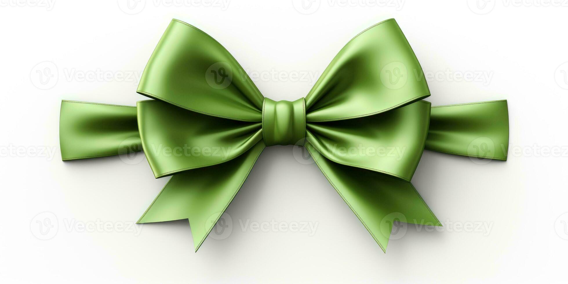 Green bow on a white background, Generative AI photo