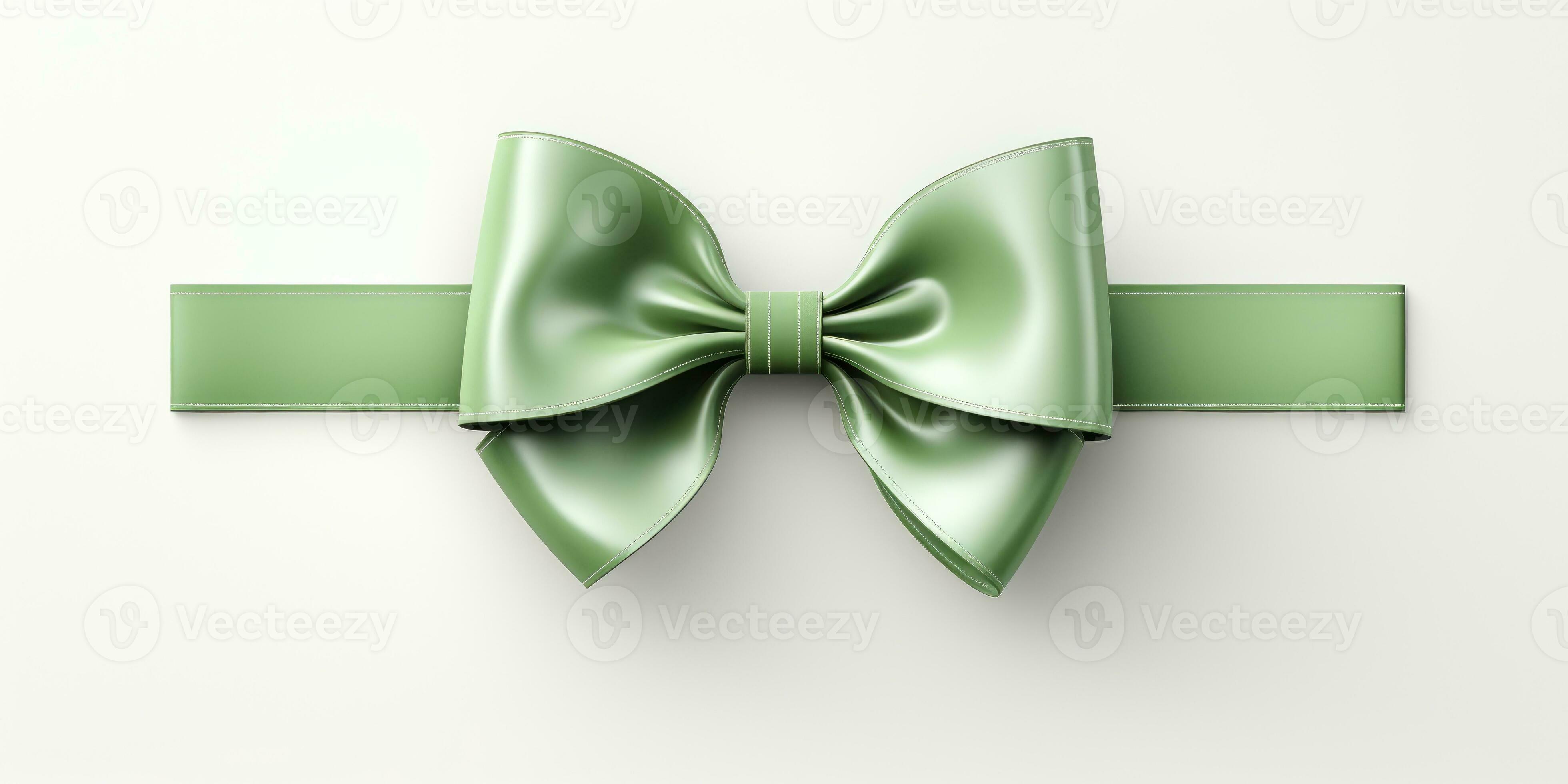 Green bow on a white background, Generative AI 30327998 Stock Photo at