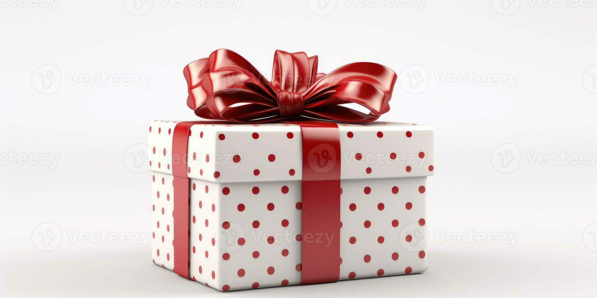 gift box with bow isolated on white background. Generative AI photo