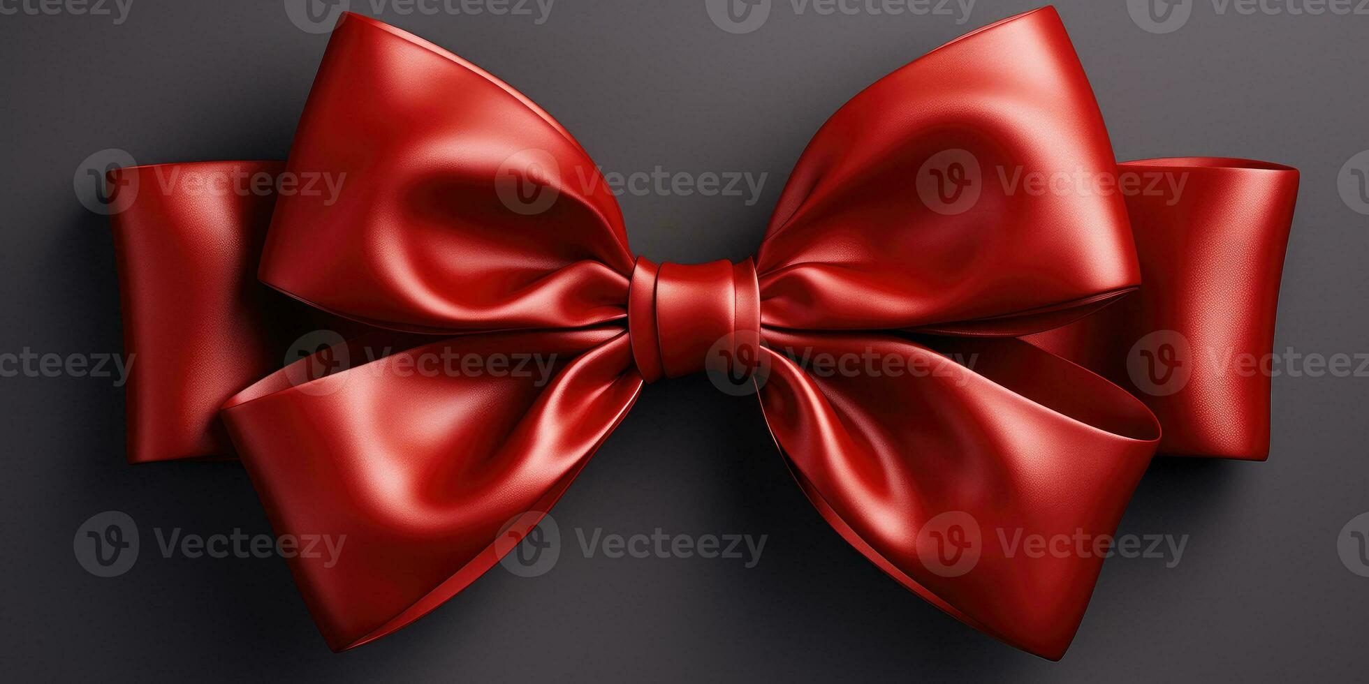 Red bow on a Black background, Generative AI photo