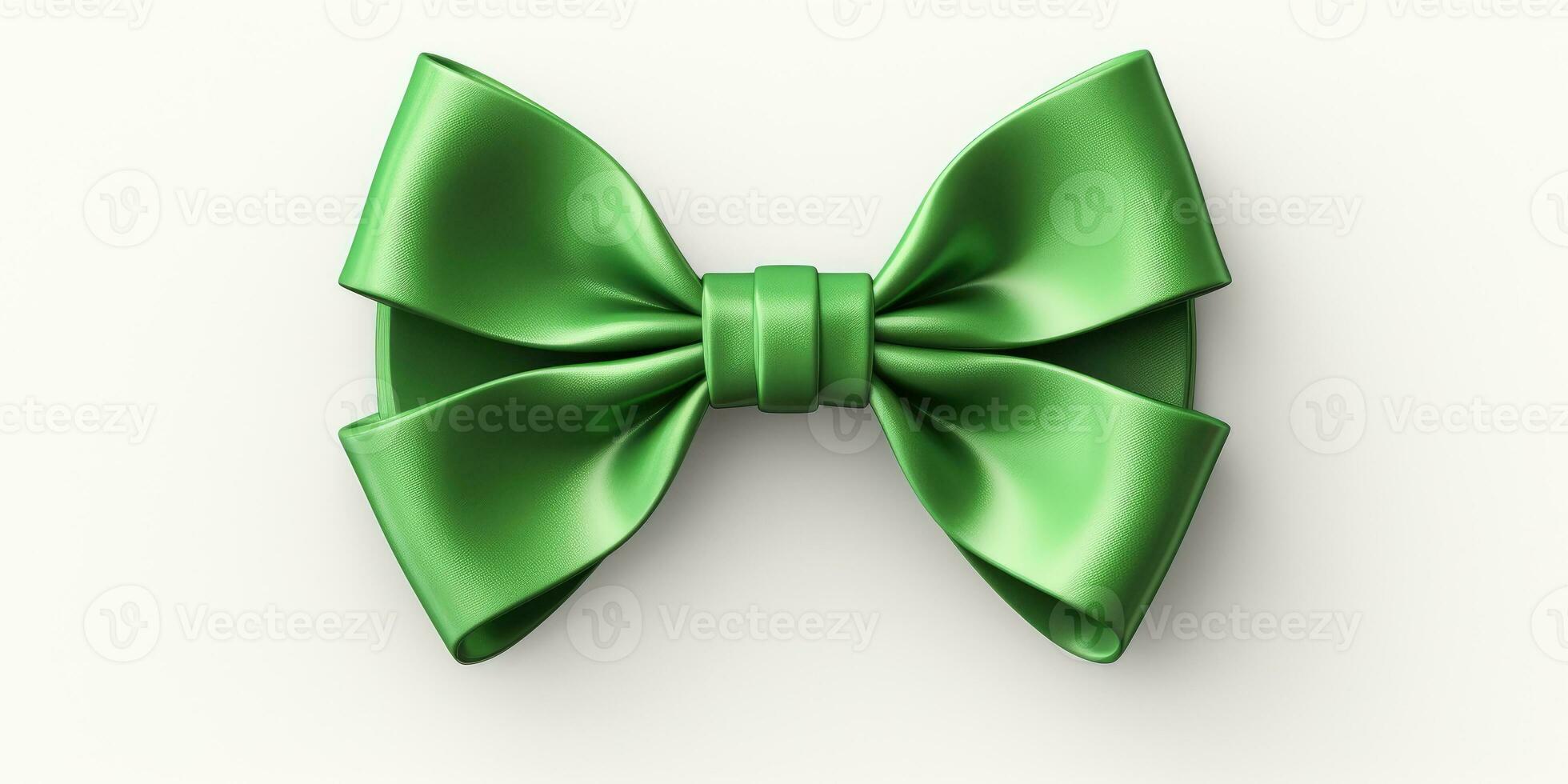 Green bow on a white background, Generative AI photo