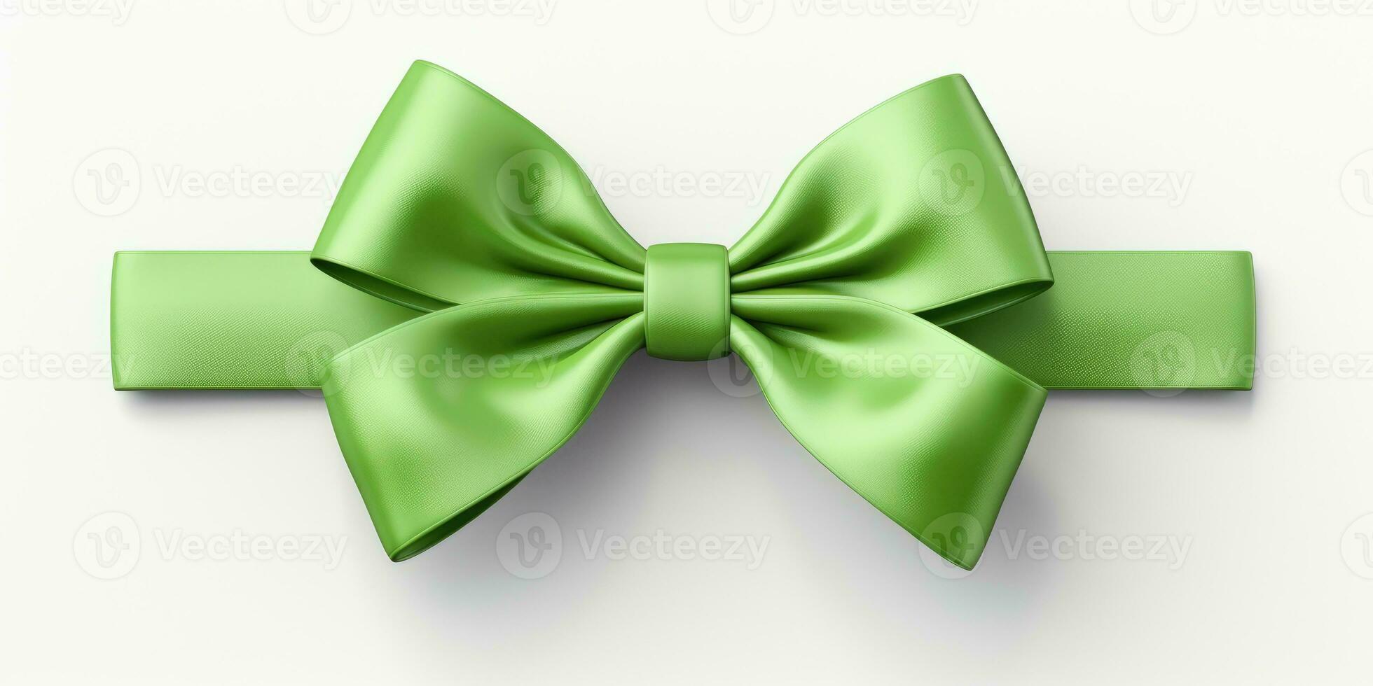 Green bow on a white background, Generative AI photo