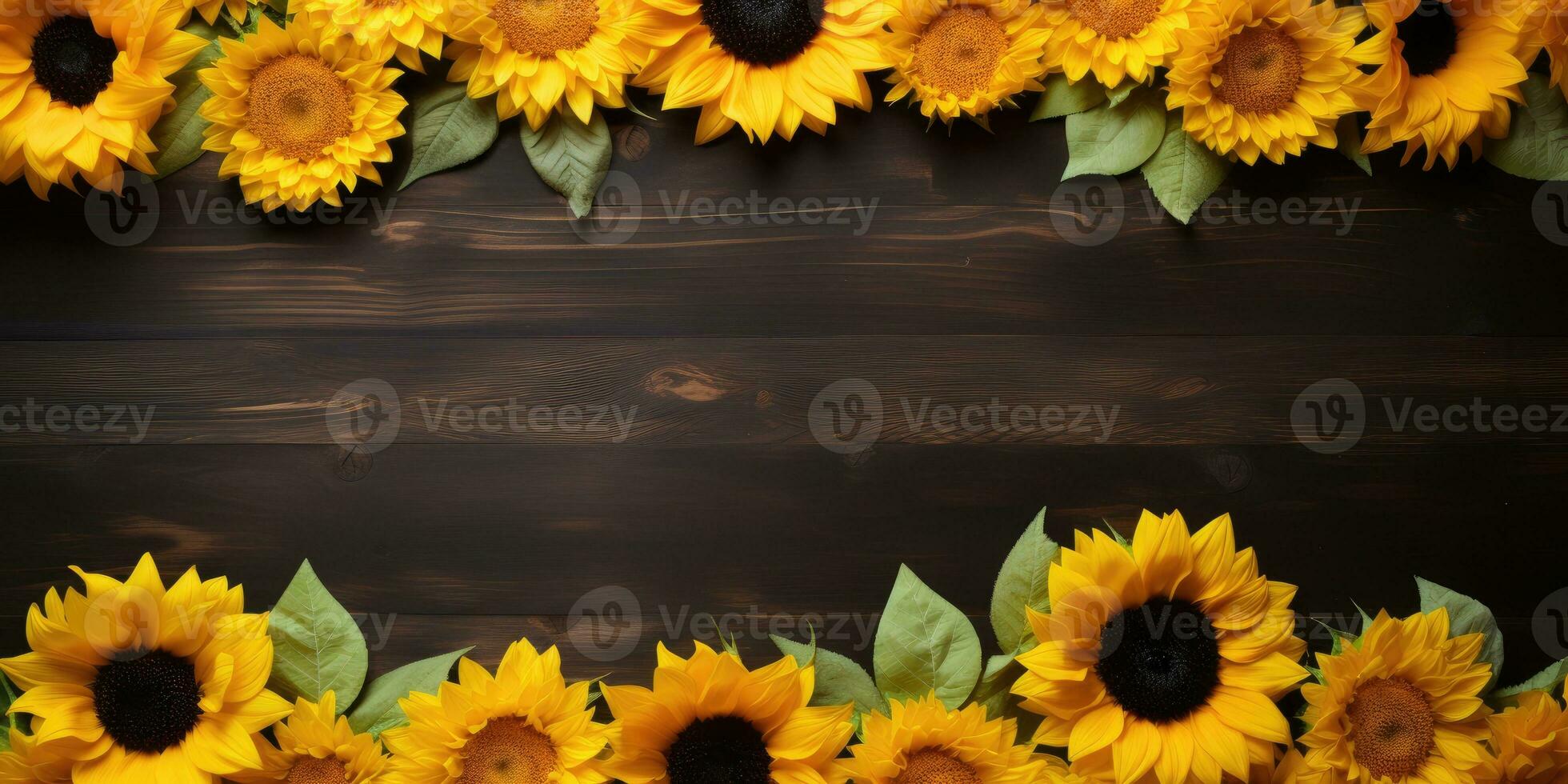 girasol en de madera fondo, espacio para texto. generativo ai foto