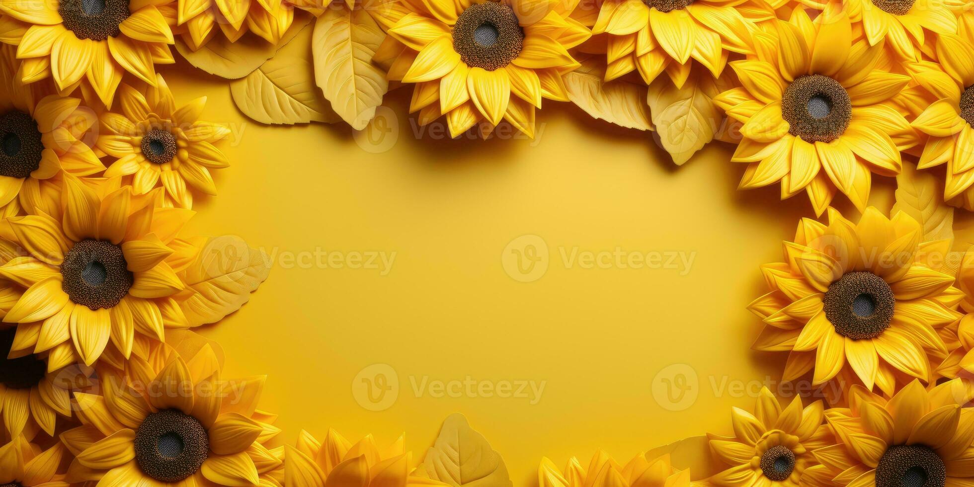 girasoles en un amarillo fondo, espacio para texto. cosecha. generativo ai foto