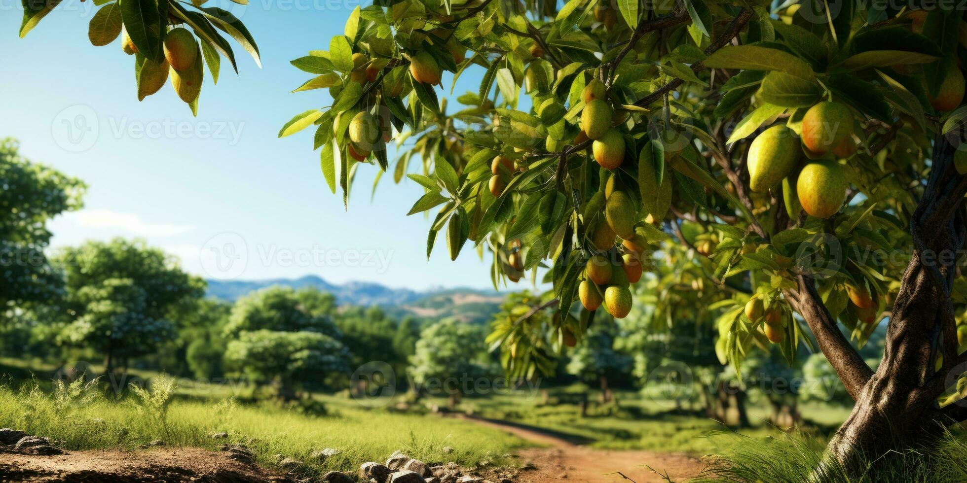 duraznos creciente en árbol en verano. delicioso y sano orgánico alimento. generativo ai foto