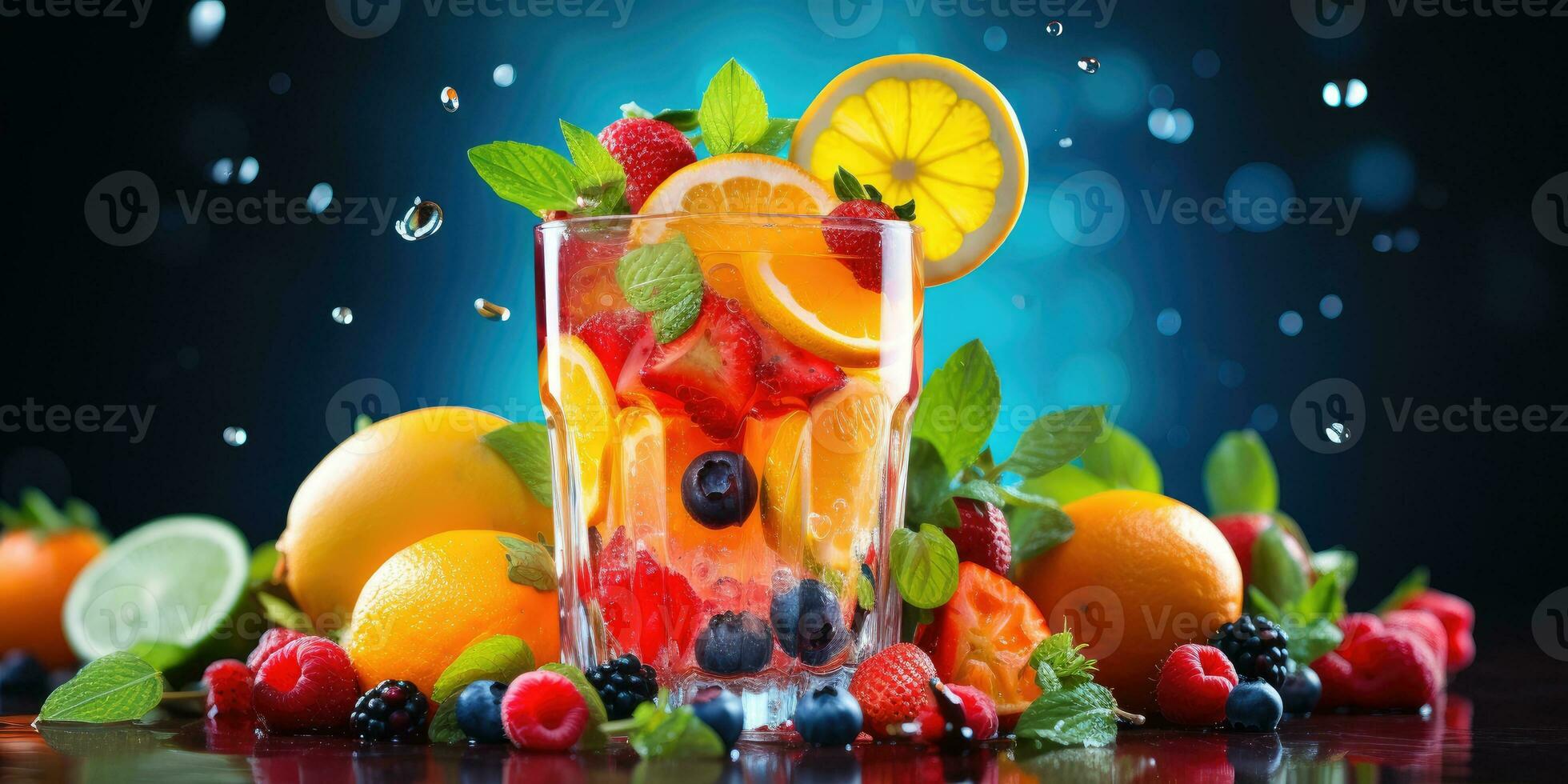 fresh fruit lemonade Delicious fruits, proper nutrition. Generative AI photo