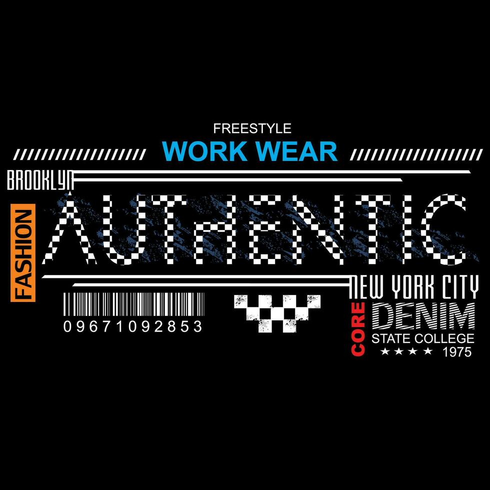 Authentic tee graphic for print typography stock vector illustration, t shirt, art, style