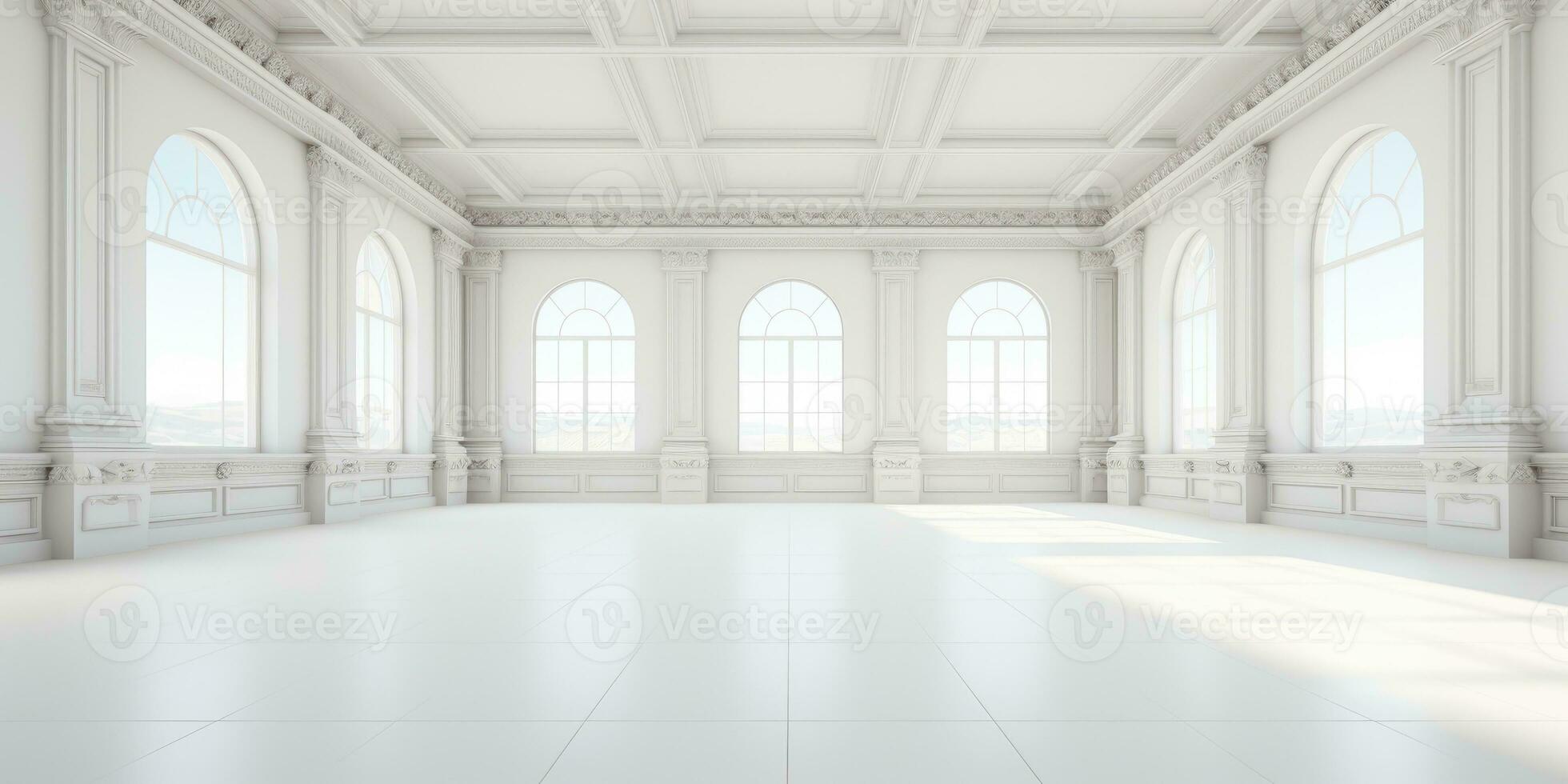 light white room and big window. Generative AI photo
