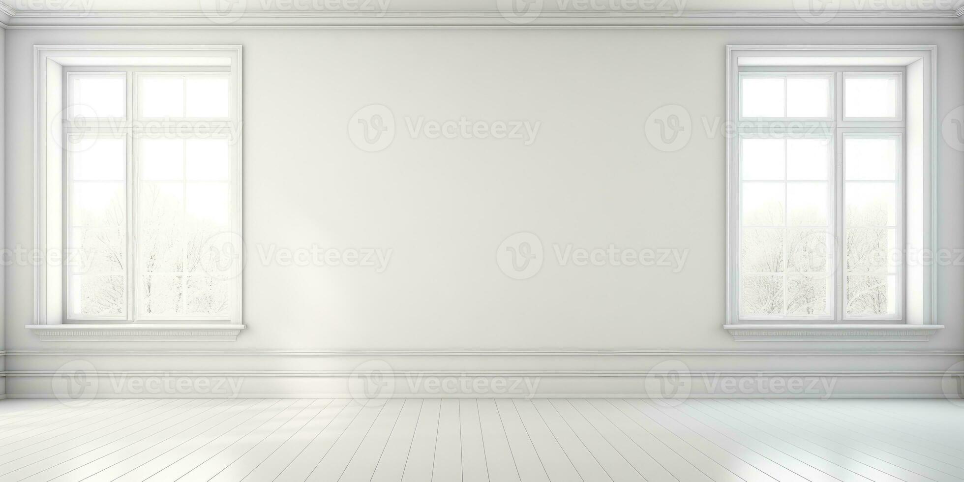 Large white room with beautiful windows. Place for text. Generative AI photo