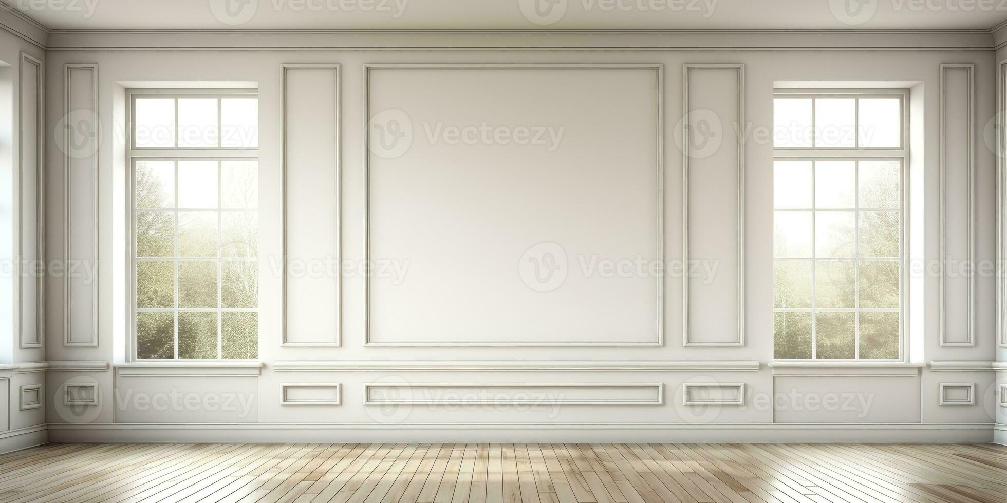 Large white room with beautiful windows. Place for text. Generative AI photo