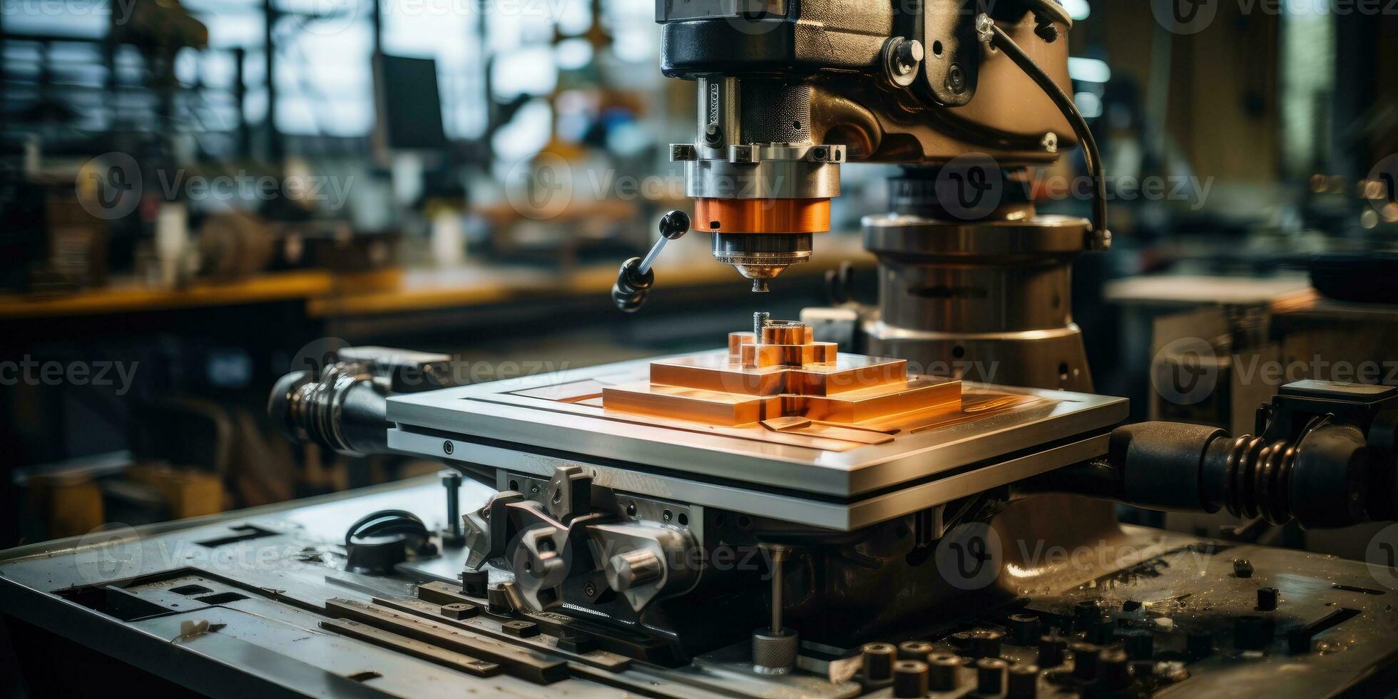 Milling machine during cutting operation. Generative AI photo