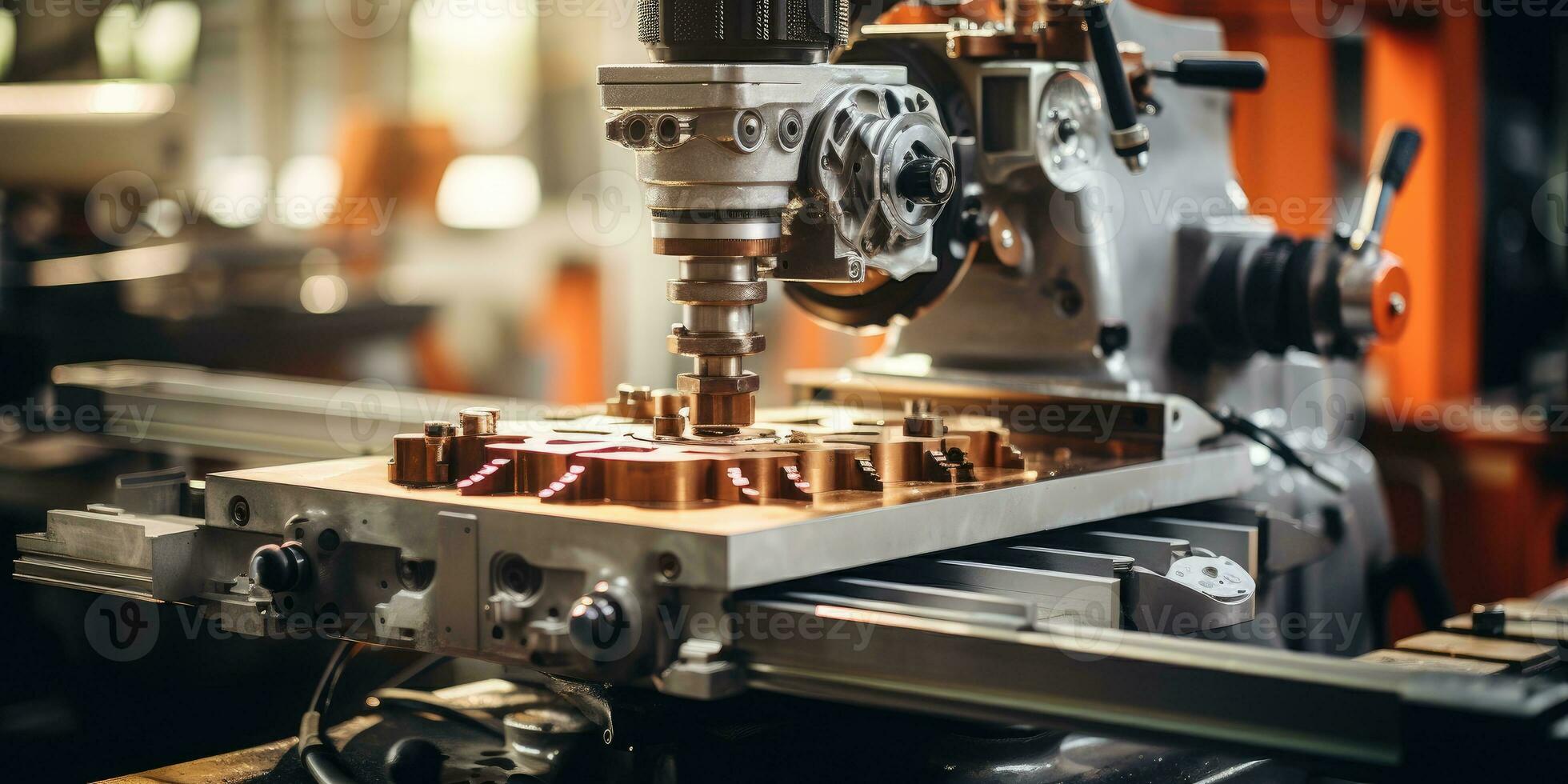 Milling machine during cutting operation. Generative AI photo