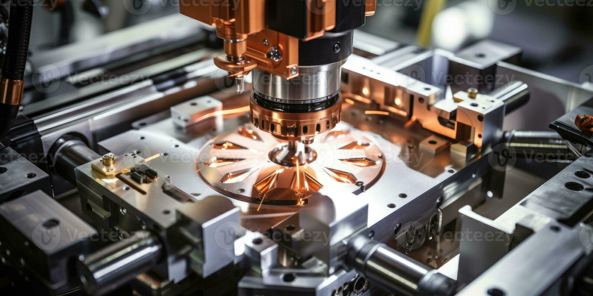 Milling machine during cutting operation. Generative AI photo