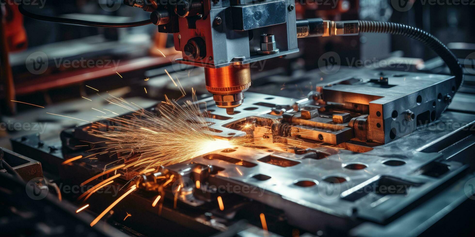 A CNC router cuts a part with a solid ball end mill. Generative AI photo