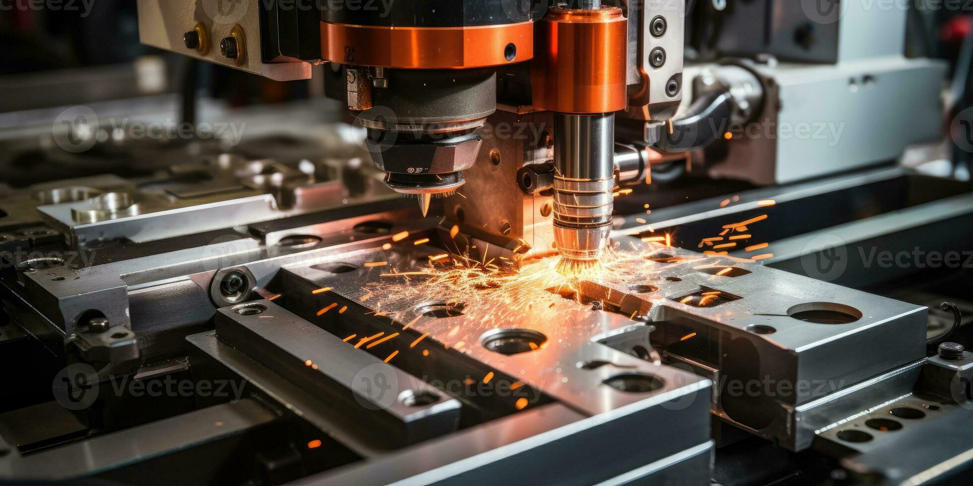 A CNC router cuts a part with a solid ball end mill. Generative AI photo