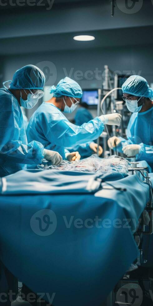 The medical team is doing the operation. Group of surgeons the operating room. Generative AI photo