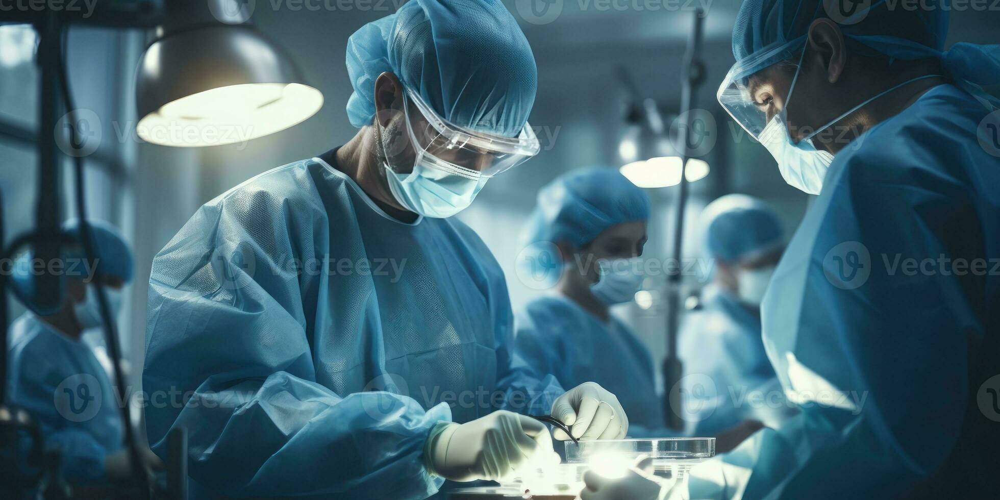 The medical team is doing the operation. Group of surgeons the operating room. Generative AI photo