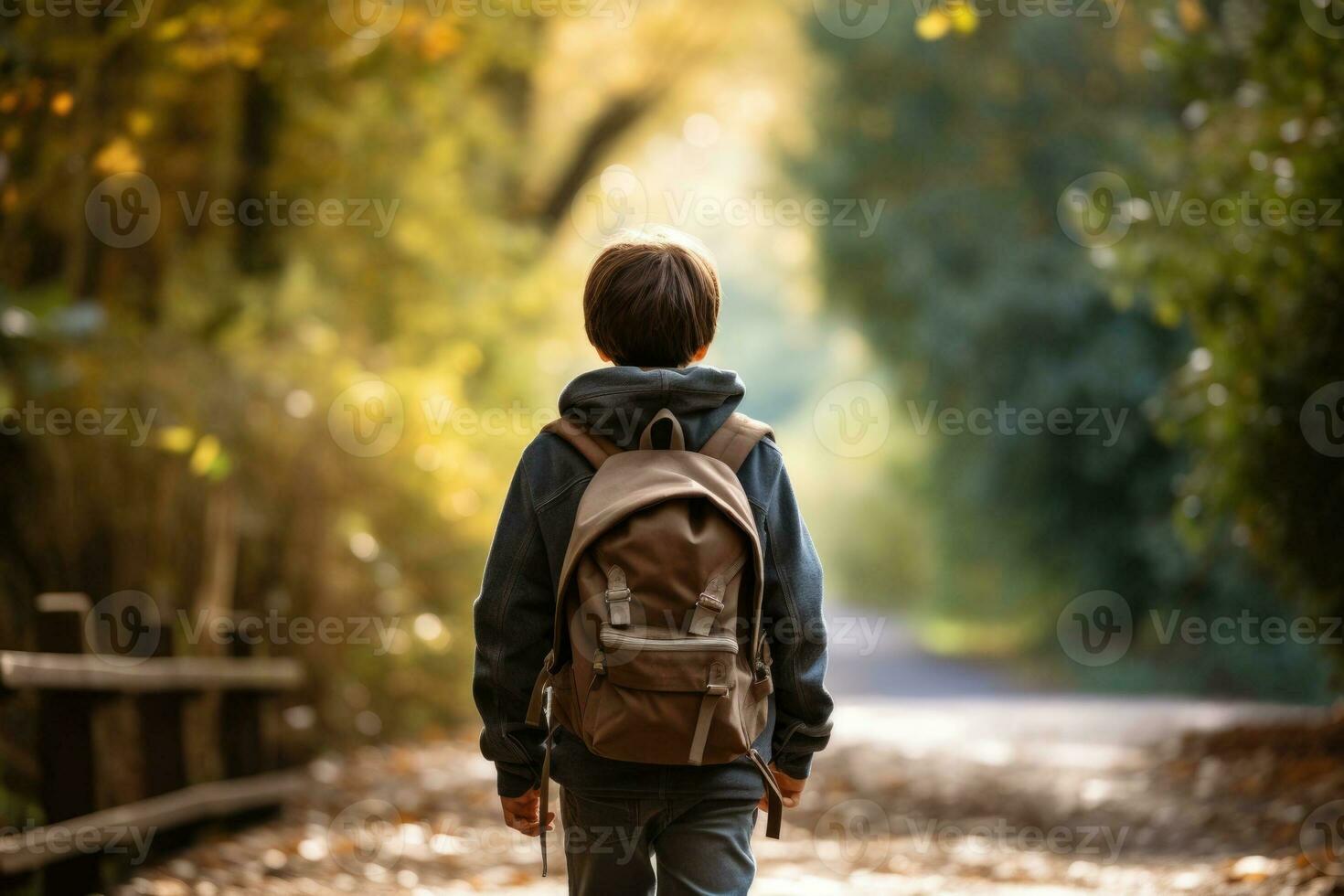 a hiker walking along a scenic trail with a backpack photo
