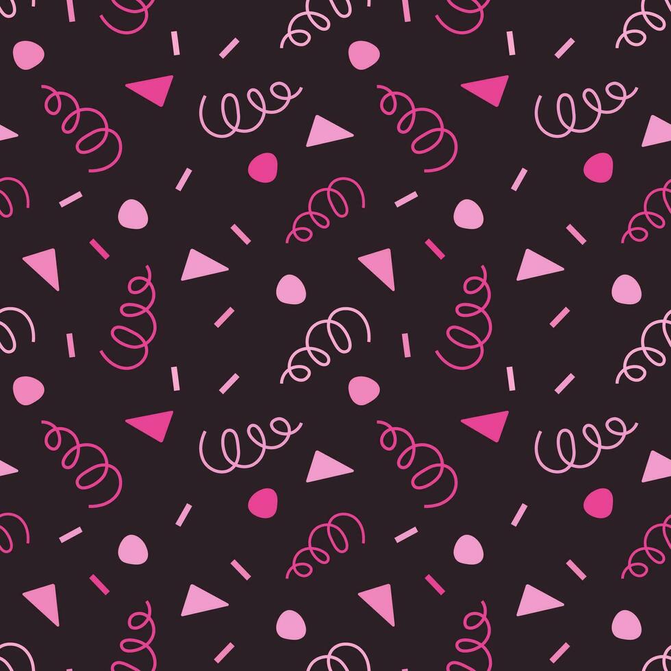 80-90s seamless pattern. Repetable pattern with geometry figures triangal, circle, spiral vector