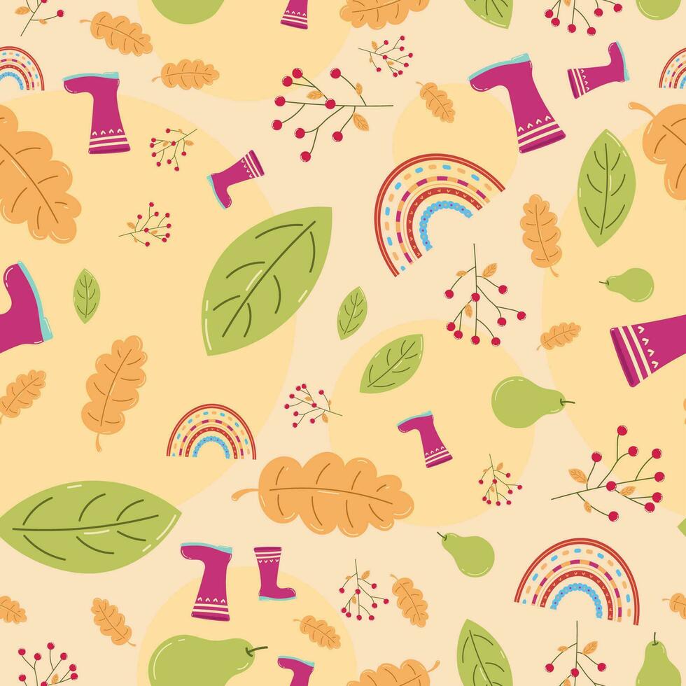 Autumn pattern background with seasonal objects Vector