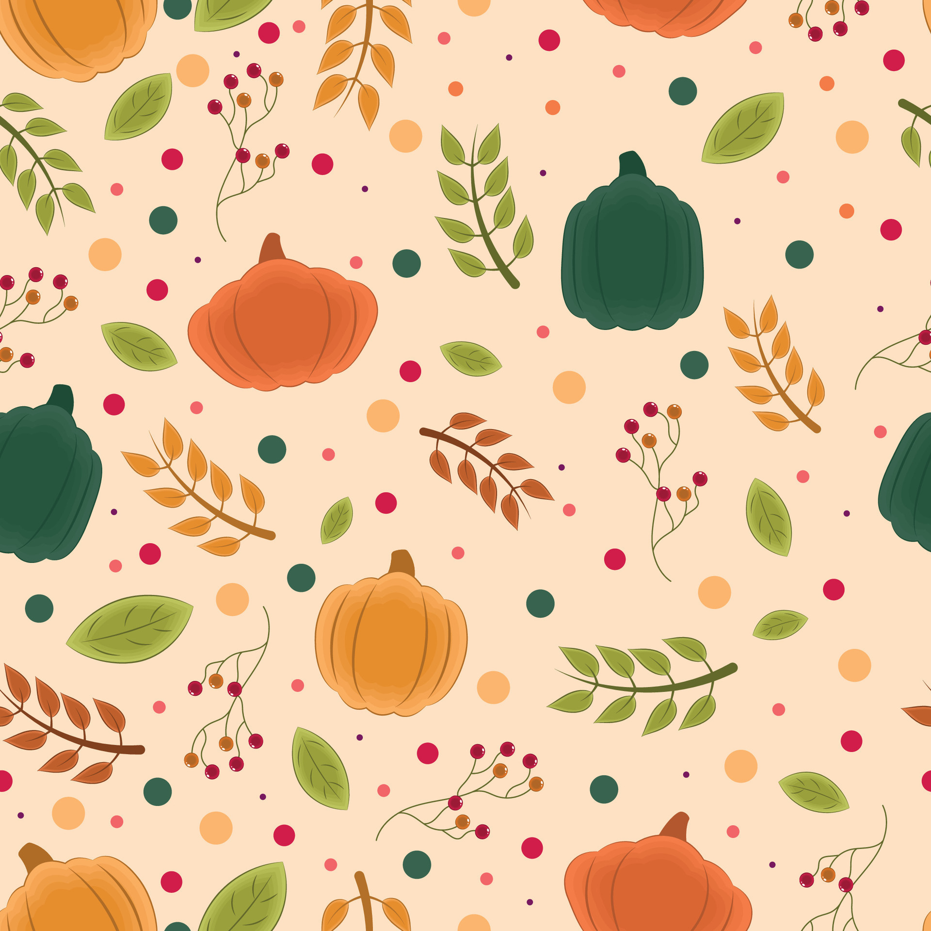 Autumn seasonal pattern background with pumpkins Vector 30329212 Vector