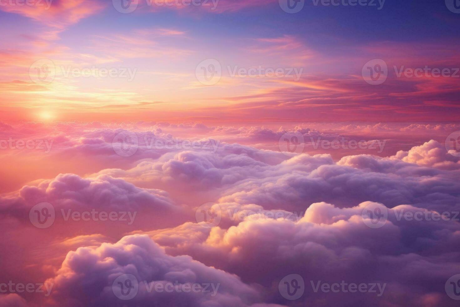 A vibrant sunset over a beautiful cloud-filled sky photo