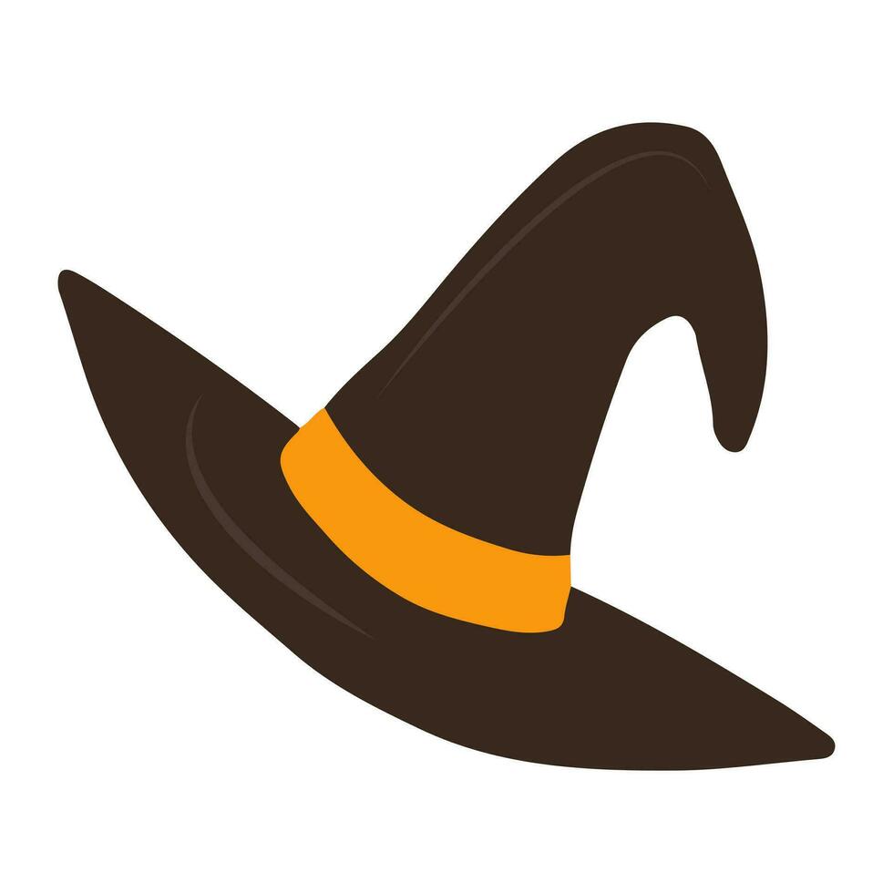 Vector flat illustration of cartoon Halloween witch hat icon. Vector illustration