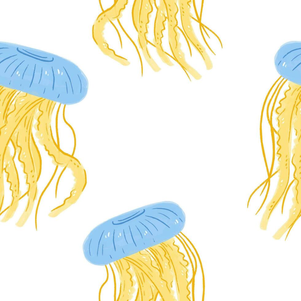 Watercolor Vector of Jellyfish Pattern