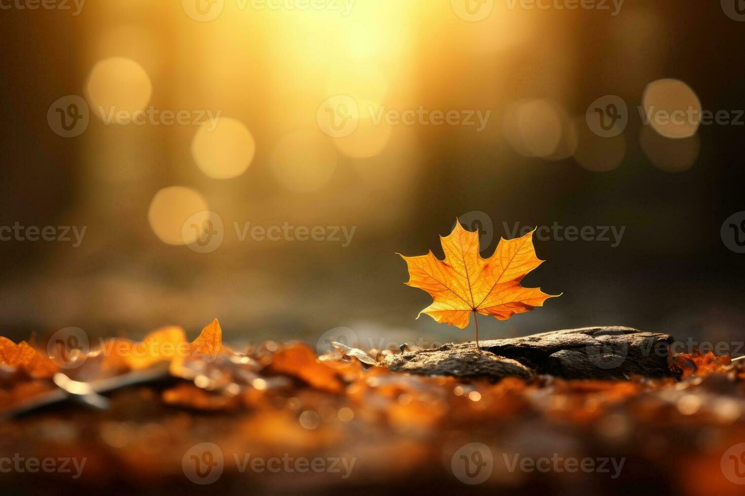 A single leaf resting on the ground in a serene setting photo