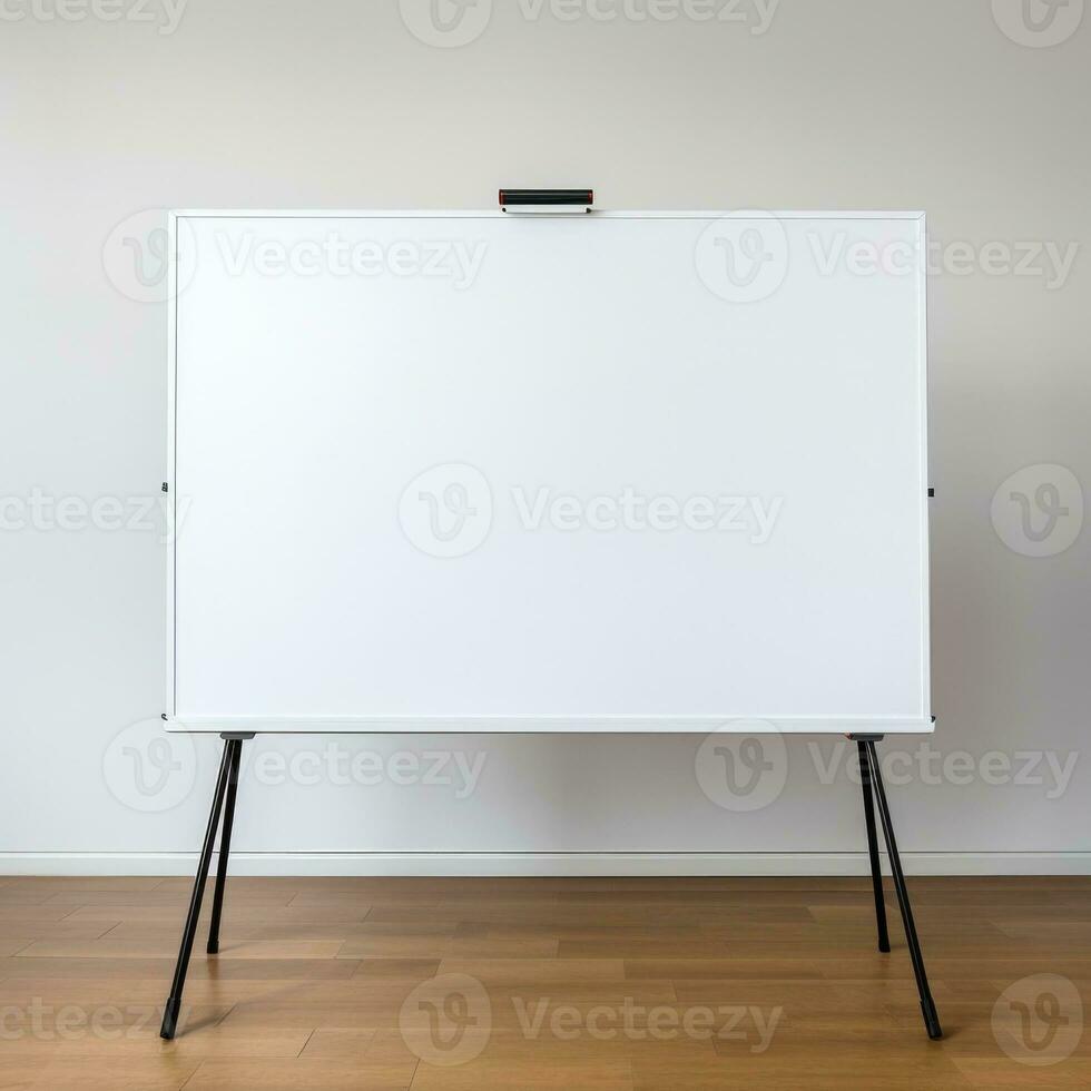 a white board on a wooden floor photo