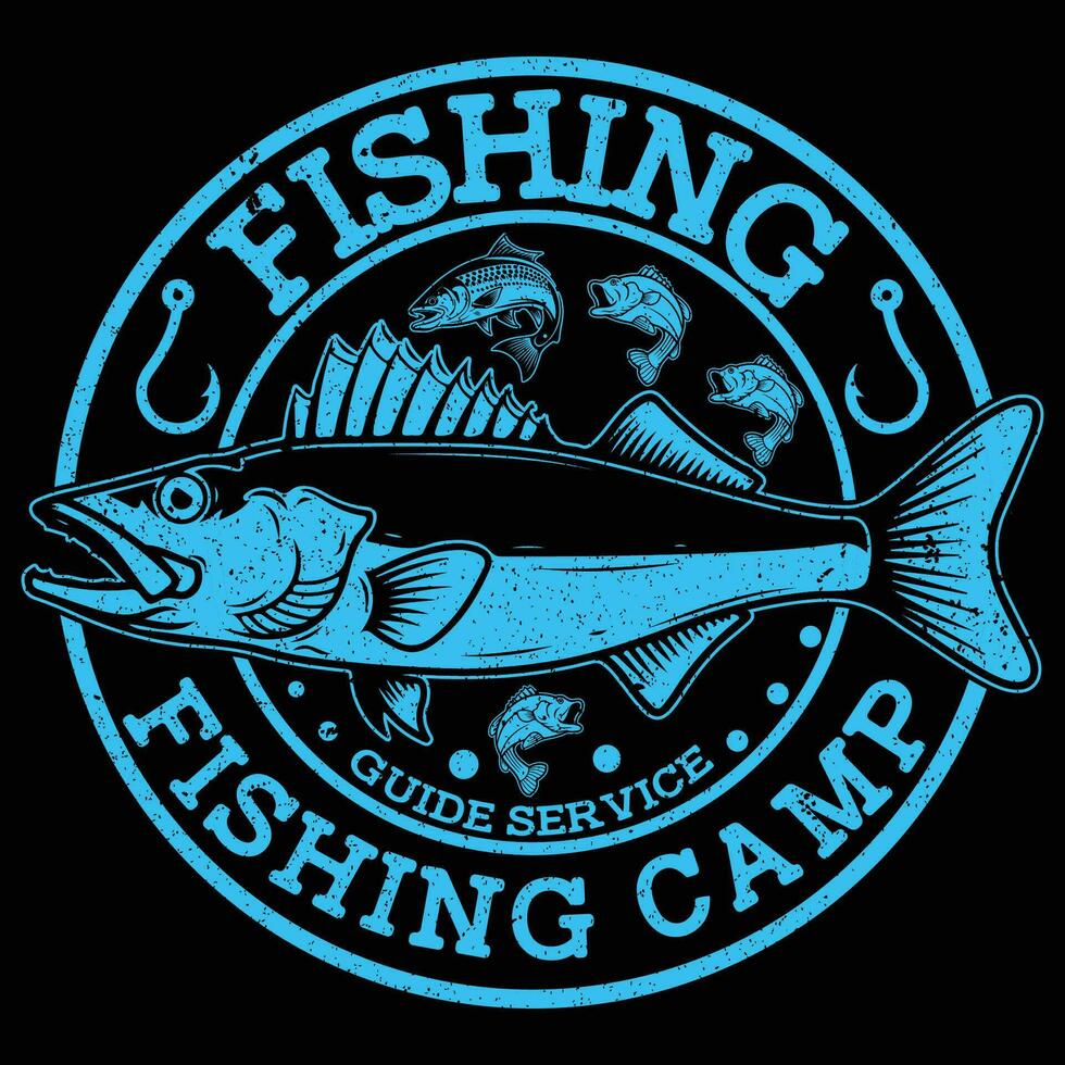pescar guía Servicio pescar acampar camiseta vector