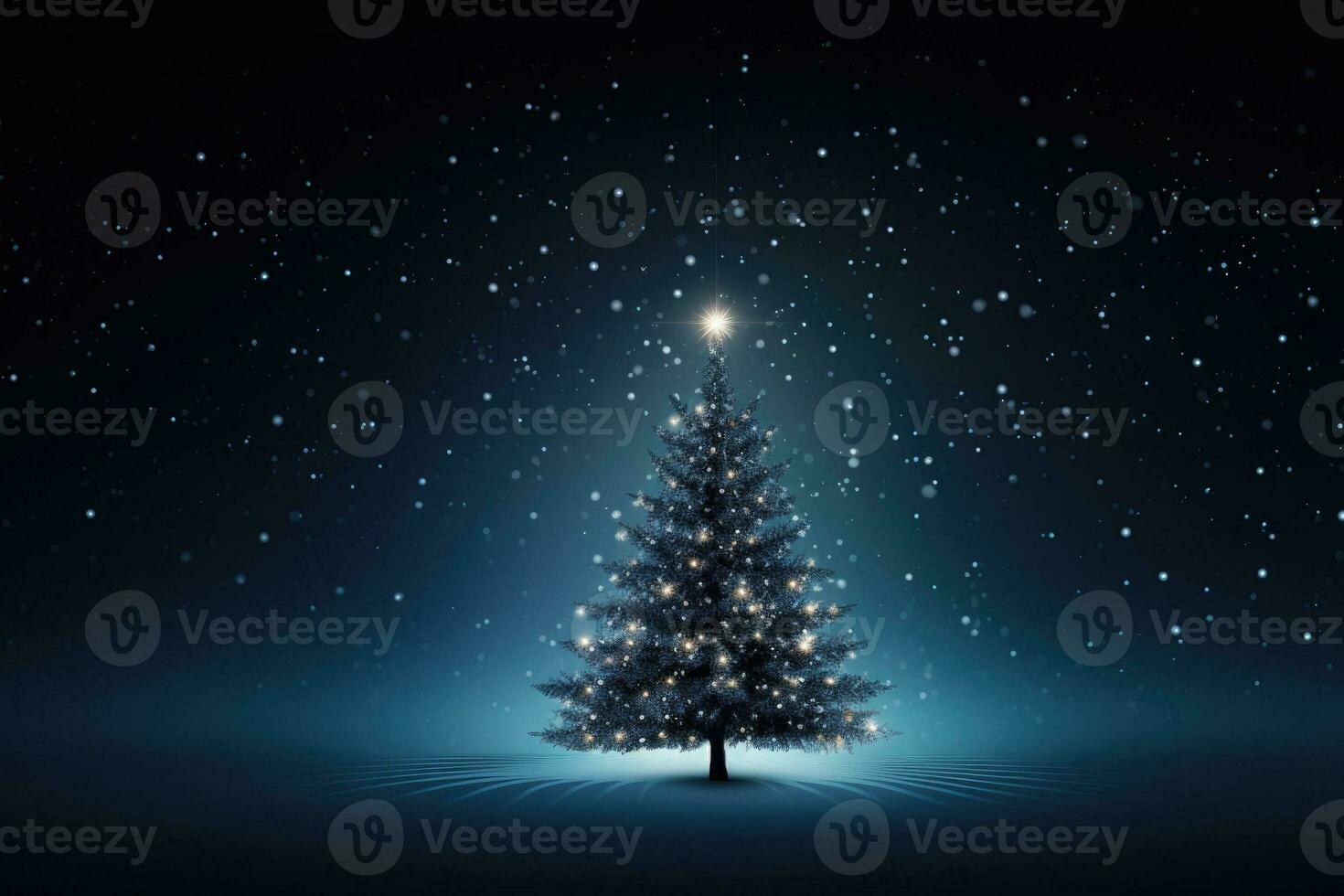 Illuminating the Night, A Christmas Tree in a Snow-Covered Field photo