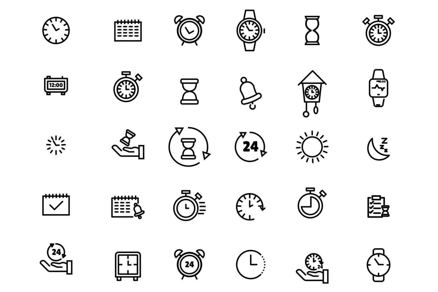 Time and clock, calendar, timer line icons Vector icon set vector.