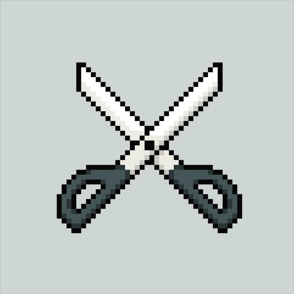 píxel Arte ilustración tijeras. pixelado tijeras. tijeras icono pixelado para el píxel Arte juego y icono para sitio web y vídeo juego. antiguo colegio retro vector