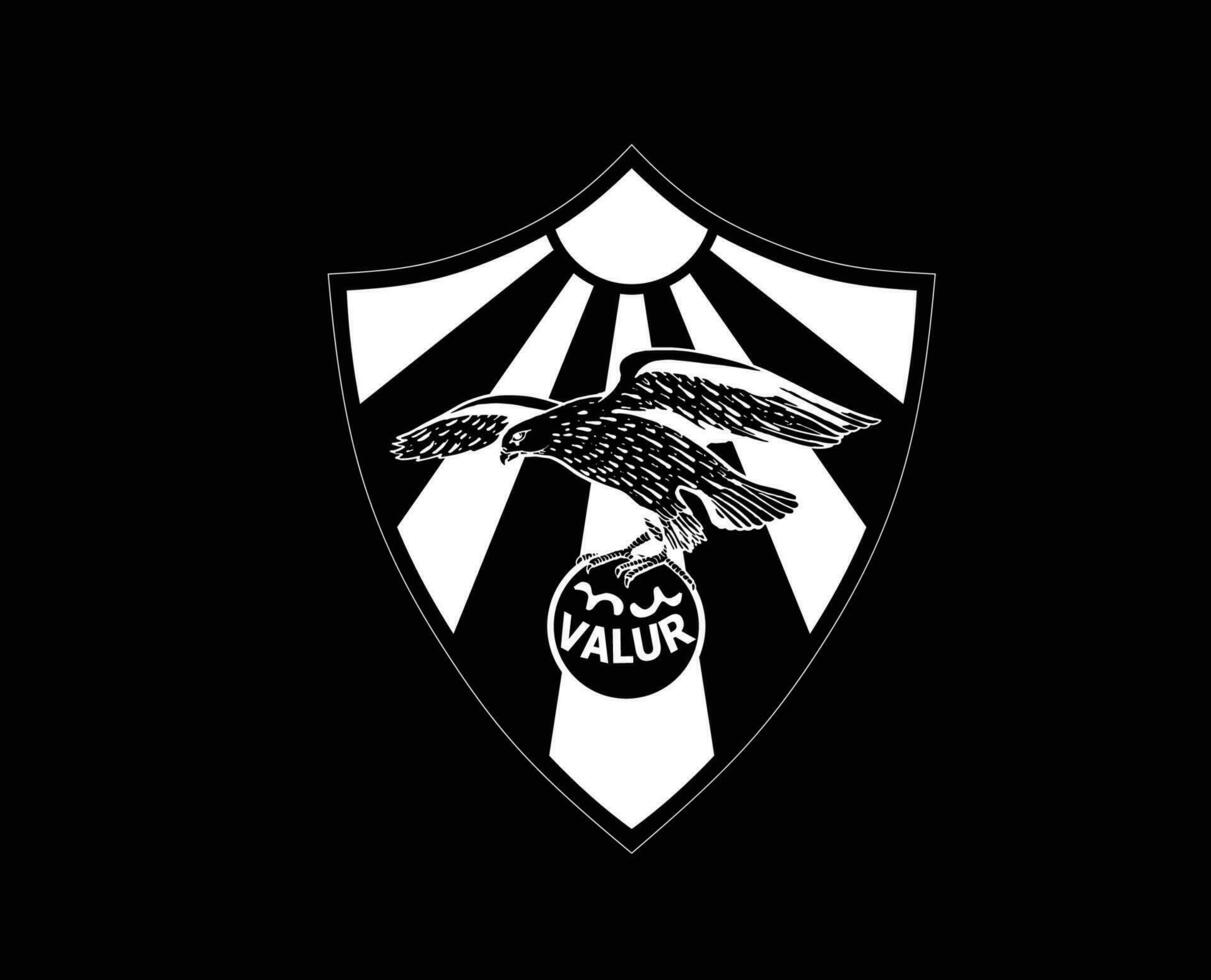 valor Reikiavik club símbolo logo blanco Islandia liga fútbol americano resumen diseño vector ilustración con negro antecedentes