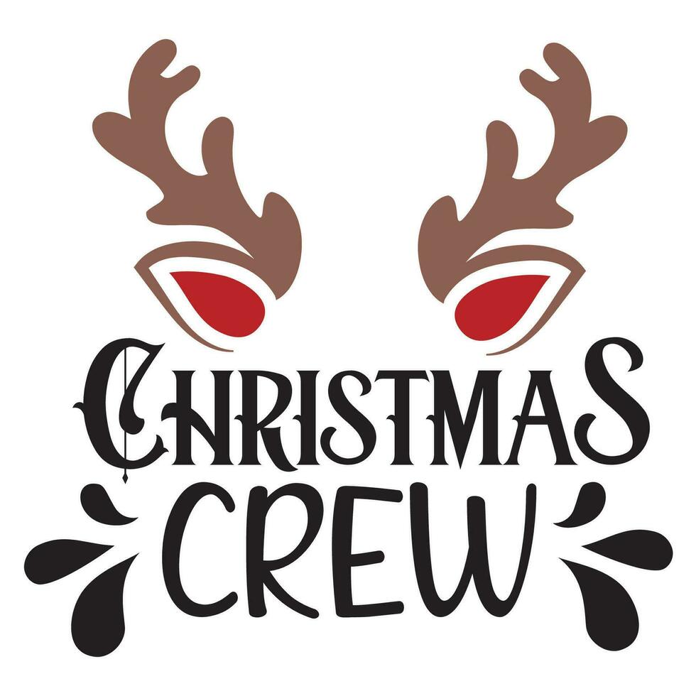 Christmas crew vector illustration with cute deer horns. Merry Christmas design isolated good for Xmas greetings cards, poster, print, sticker, invitations, baby t-shirt, mug, gifts.