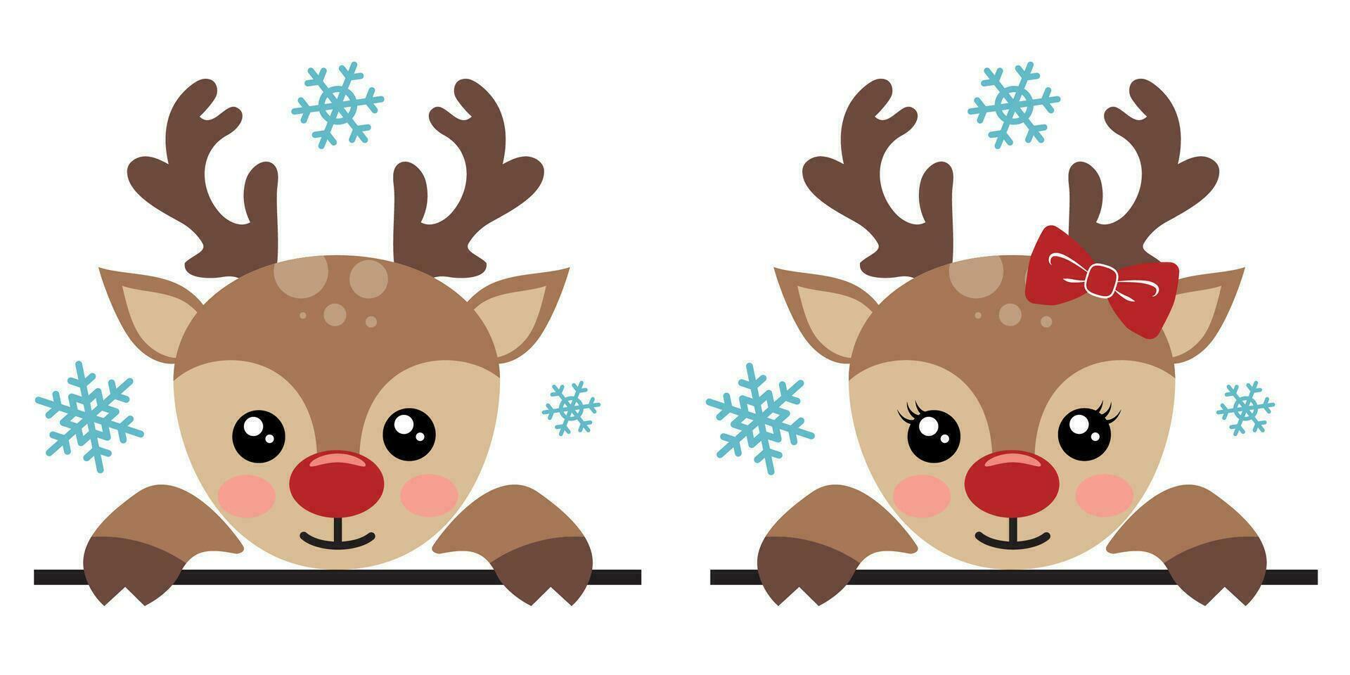 Cutest reindeer frame vector illustration with cute deer face. Kids Christmas design isolated good for Xmas greetings cards, poster, print, sticker, invitations, baby t-shirt, mug, gifts.