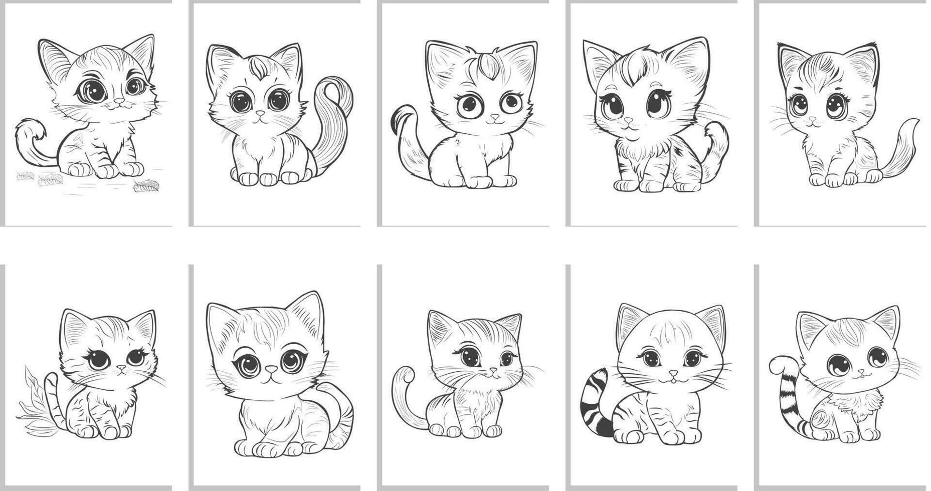 Cute Cat Coloring Pages vector