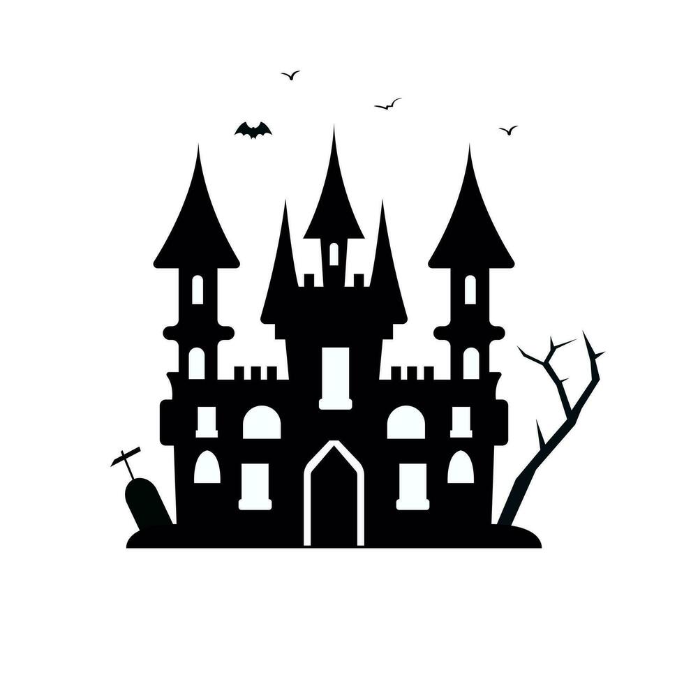 Halloween castle icon. Horror house building castle. Isolated vector illustration.