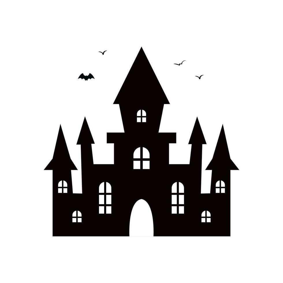 Halloween castle icon. Horror house building castle. Isolated vector illustration.
