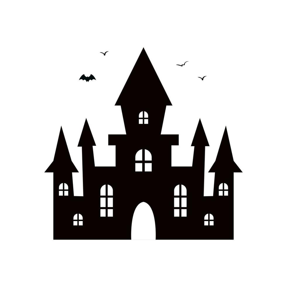 Víspera de Todos los Santos castillo icono. horror casa edificio castillo. aislado vector ilustración.