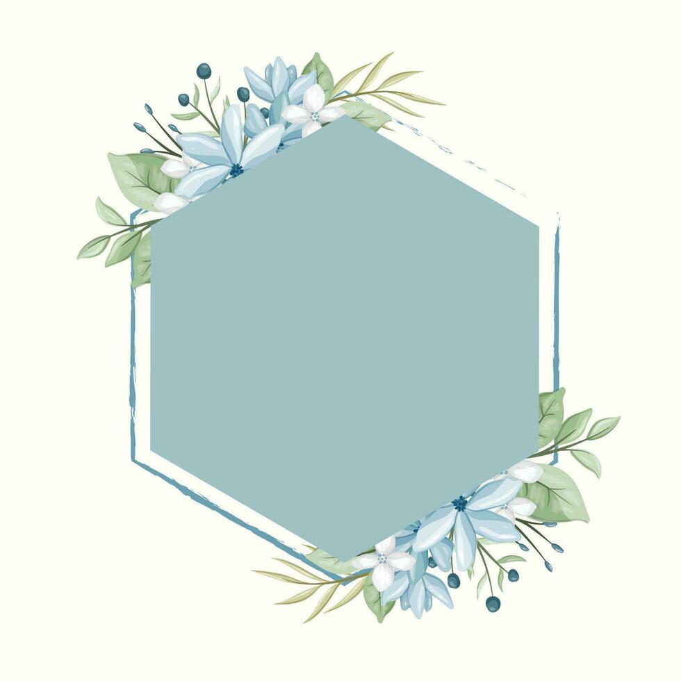 blue pastel flowers frame vector